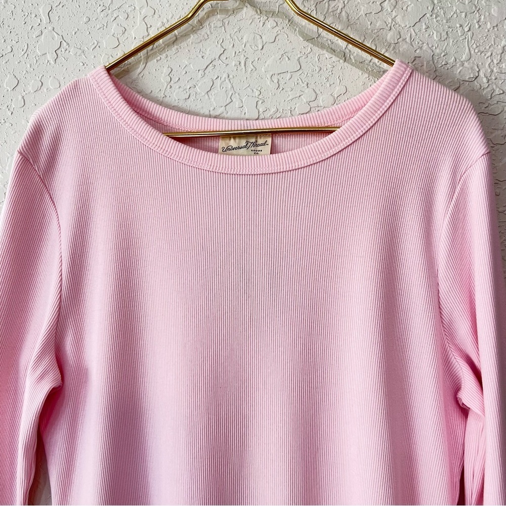 Universal Thread Pink Ribbed Knit Long Sleeve Mini Dress NWT XXL - Picture 2 of 7
